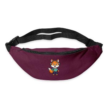 Fuchs Lustige Zeichentrickfigur Kopfhörer Musik - Gürteltasche - Burgunderrot - Vorne