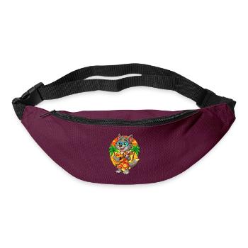 Lustige Wolf Cartoon Sommer Strand Sonnenbrille Gitarre - Gürteltasche - Burgunderrot - Vorne