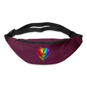 Regenbogenherz mit Pflaster - Gürteltasche - Burgunderrot - Vorne