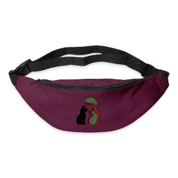 ragazza_rossa_con_basco_verde_con_gatto_nero - Gürteltasche - Burgunderrot - Vorne
