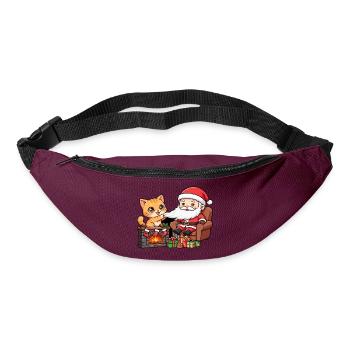 CatChristmas: Weihnachtsmann am Kamin - Gürteltasche - Burgunderrot - Vorne