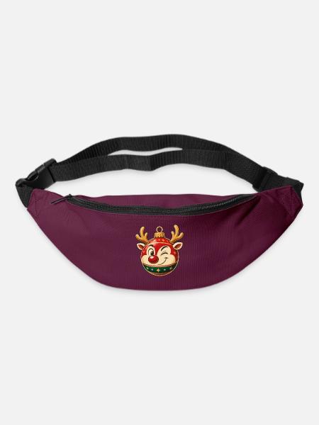 Fröhliches Rentier-Ornament - Gürteltasche - Burgunderrot