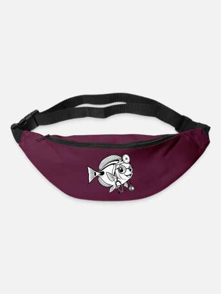 Doktorfisch mit Stethoskop - Gürteltasche - Burgunderrot