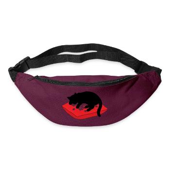 gatto_cucciolo_nero_dorme_su_un_cuscino_inverna - Gürteltasche - Burgunderrot - Vorne
