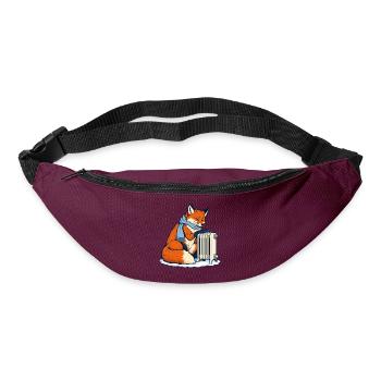 Winterfuchs mit Schal am Heizkörper - Gürteltasche - Burgunderrot - Vorne
