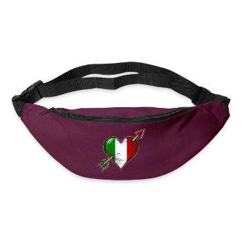 Italien Flagge Herz mit Pfeil used look - Gürteltasche - Burgunderrot - Vorne