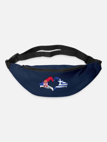 Serbien Griechenland Flagge Hände Herzform used - Gürteltasche - Navy