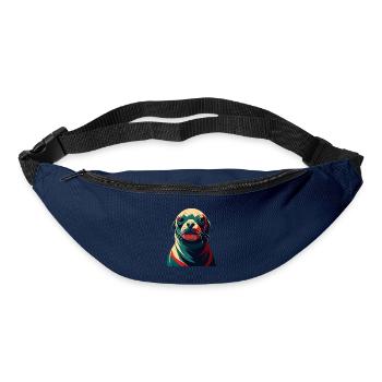 phoque dessin animé personnage animal de compagnie coloré - Sac banane - marine - Devant