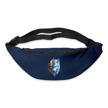 Spektraler Wolf und Ritterhelm – Fantasie - Gürteltasche - Navy - Vorne