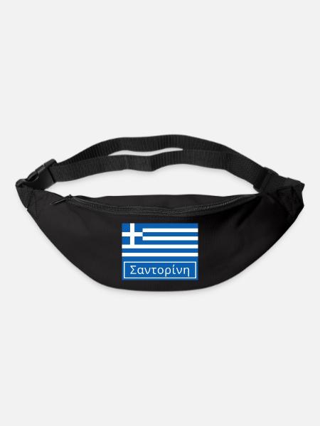 Santorini auf Griechisch geschrieben - Gürteltasche - Schwarz
