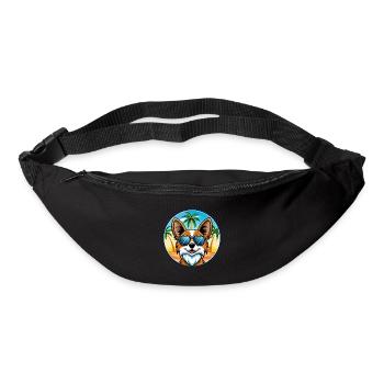 Papillon Hunderasse Cartoon Sonnenbrille Strand - Gürteltasche - Schwarz - Vorne