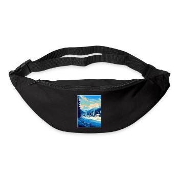Kitzbühel Autriche Affiche de voyage vintage souvenir - Sac banane - noir - Devant