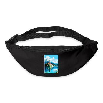Lac de Bled, Slovénie, Affiche de voyage vintage, Souvenir - Sac banane - noir - Devant