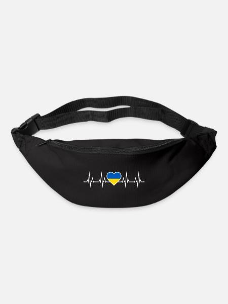 Ukraine Herzschlag Fahne Herz Heartbeat Flagge - Gürteltasche - Schwarz