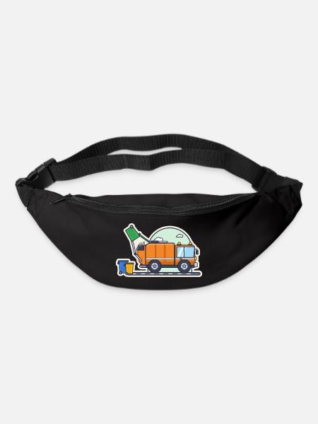 Müllauto leert eine Mülltonne - Gürteltasche - Schwarz