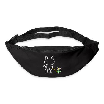 Katze pinkelt auf eine Blume – Katzenhumor - Gürteltasche - Schwarz - Vorne