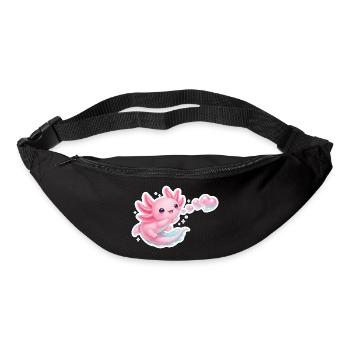 Kawaii Axolotl Herzen Seifenblasen Rosa T-Shirt - Gürteltasche - Schwarz - Vorne