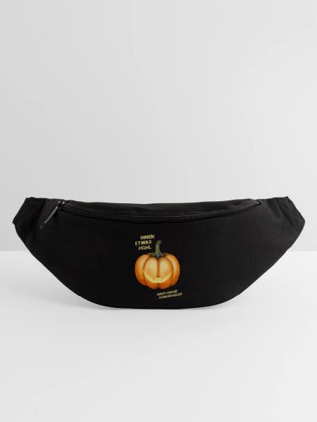 Innen etwas hohl, aber grinse sympathisch - Kürbis - Gürteltasche - Schwarz - Vorne