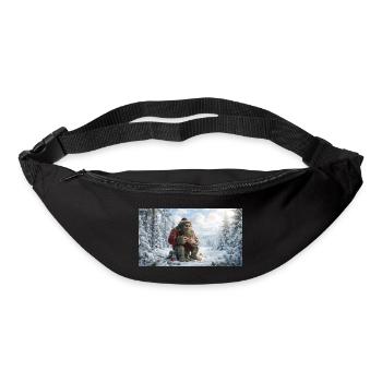 Winter Yeti am Feuer im Schneeland - Gürteltasche - Schwarz - Vorne