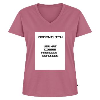 Ordnung und Sauberkeit - Frauen Premium Bio T-Shirt mit V-Ausschnitt - Mauve - Vorne - AI Model Female 172 dark (172cm)