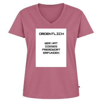 Ordnung und Sauberkeit - Frauen Premium Bio T-Shirt mit V-Ausschnitt - Mauve - Vorne - AI Model Female 172 dark (172cm)