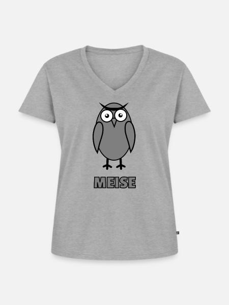 Meise - Frauen Premium Bio T-Shirt mit V-Ausschnitt - Grau meliert