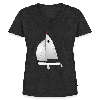 420er Riss - Frauen Premium Bio T-Shirt mit V-Ausschnitt - Anthrazit meliert - Vorne - AI Model Female 172 light (172cm)