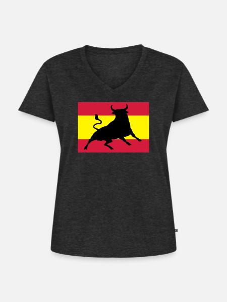 Viva España - Frauen Premium Bio T-Shirt mit V-Ausschnitt - Anthrazit meliert