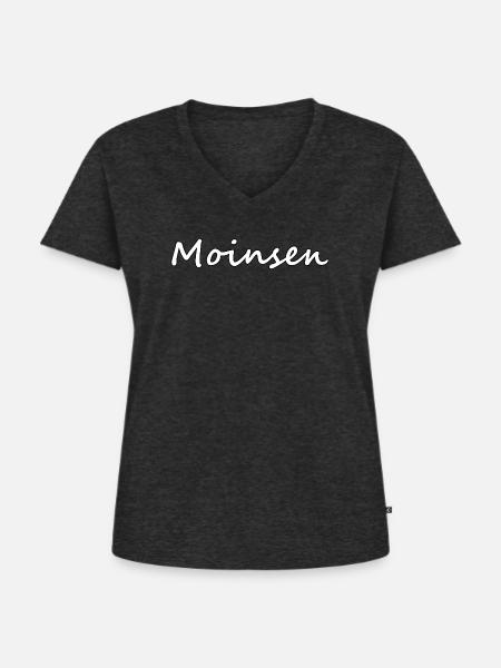 Moinsen - Frauen Premium Bio T-Shirt mit V-Ausschnitt - Anthrazit meliert