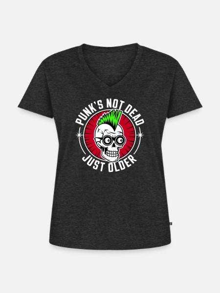 Punk's not dead just older - Frauen Premium Bio T-Shirt mit V-Ausschnitt - Anthrazit meliert