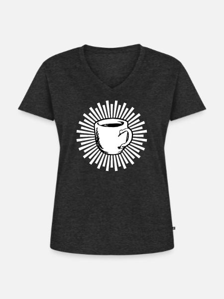 Kaffee - Frauen Premium Bio T-Shirt mit V-Ausschnitt - Anthrazit meliert