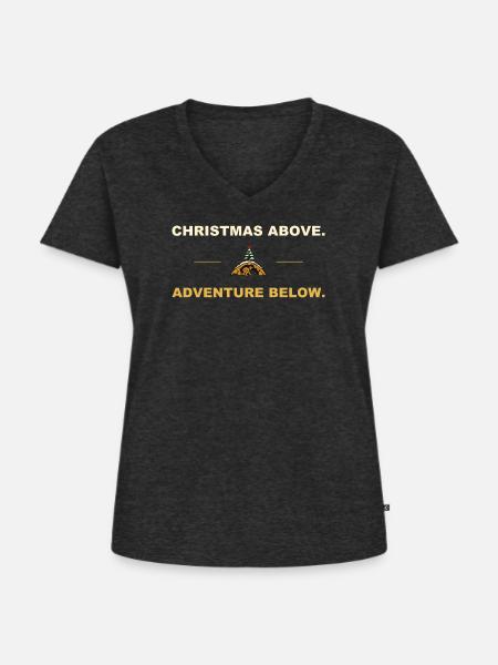 Christmas Above Adventure Below – Höhlengeschenk - Frauen Premium Bio T-Shirt mit V-Ausschnitt - Anthrazit meliert