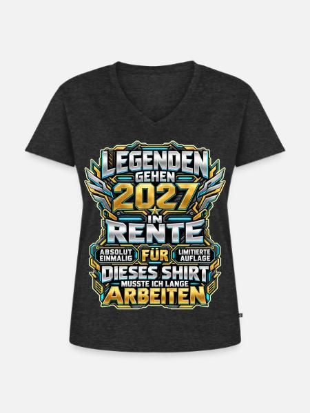 Legenden gehen 2027 in Rente - Frauen Premium Bio T-Shirt mit V-Ausschnitt - Anthrazit meliert