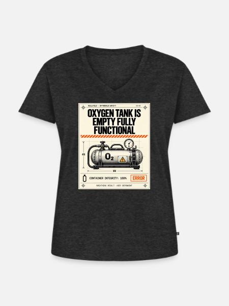Leere Sauerstoffflasche - Frauen Premium Bio T-Shirt mit V-Ausschnitt - Anthrazit meliert