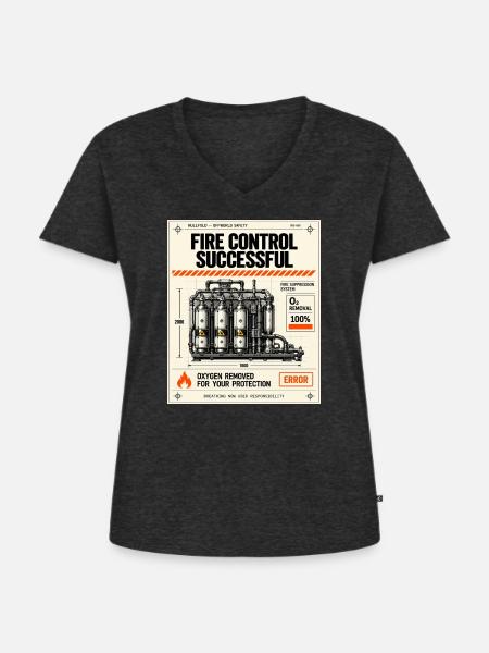 Erfolgreiche Feuerbekämpfung - Frauen Premium Bio T-Shirt mit V-Ausschnitt - Anthrazit meliert