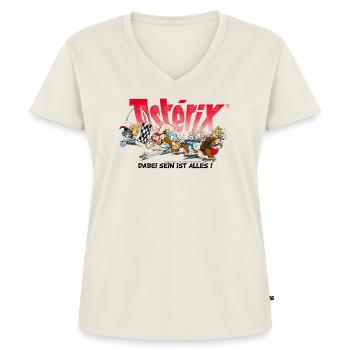 Asterix & Obelix: Dabei sein ist alles! - Frauen Premium Bio T-Shirt mit V-Ausschnitt - Naturweiß - Vorne - AI Model Female 172 dark (172cm)