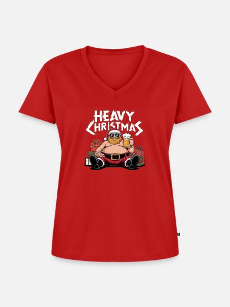 Heavy Christmas - Frauen Premium Bio T-Shirt mit V-Ausschnitt - Rot