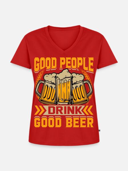 Gute Leute Trinken Gutes Bier - Frauen Premium Bio T-Shirt mit V-Ausschnitt - Rot
