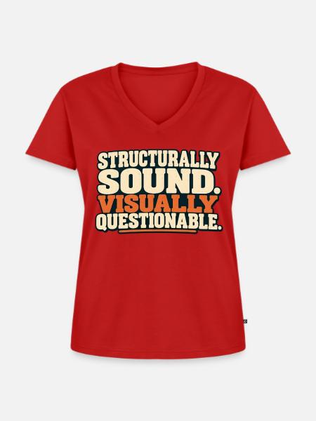 Strukturell solider Lifter - Frauen Premium Bio T-Shirt mit V-Ausschnitt - Rot