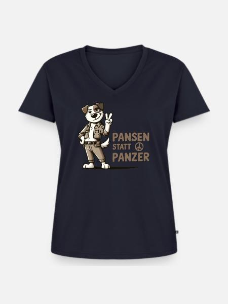 Pansen statt Panzer - Frauen Premium Bio T-Shirt mit V-Ausschnitt - Navy