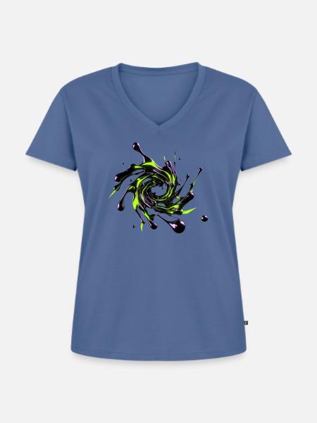 Giftiger Neon-Flüssigchromwirbel - Frauen Premium Bio T-Shirt mit V-Ausschnitt - Taubenblau