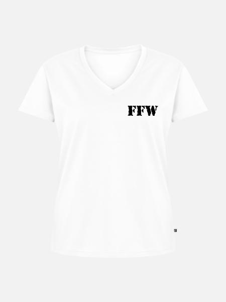 FFW Schrift Armee-Style - Frauen Premium Bio T-Shirt mit V-Ausschnitt - Weiß
