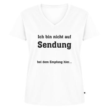 Ich bin nicht auf Sendung - Frauen Premium Bio T-Shirt mit V-Ausschnitt - Weiß - Vorne - AI Model Female 172 dark (172cm)