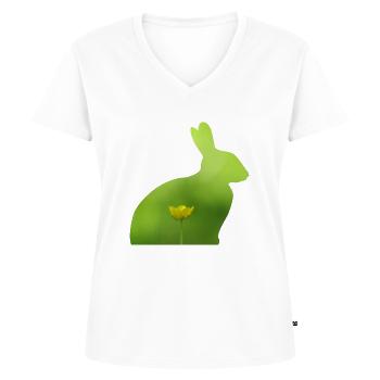 Hase - Frauen Premium Bio T-Shirt mit V-Ausschnitt - Weiß - Vorne - AI Model Female 172 dark (172cm)