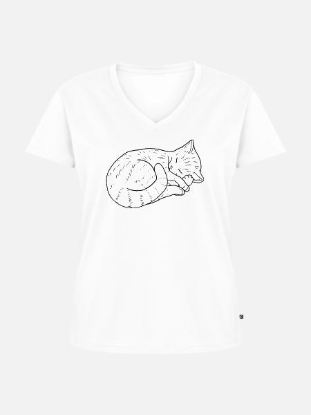 Katze Zeichnung - Frauen Premium Bio T-Shirt mit V-Ausschnitt - Weiß