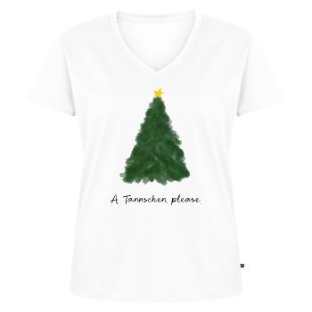 Ä Tännschen, please. - Frauen Premium Bio T-Shirt mit V-Ausschnitt - Weiß - Vorne - AI Model Female 172 dark (172cm)