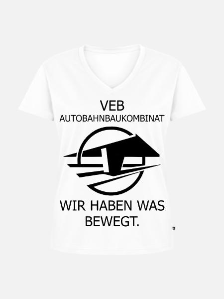 VEB Autobahnbaukombinat DDR Ostalgie - Frauen Premium Bio T-Shirt mit V-Ausschnitt - Weiß