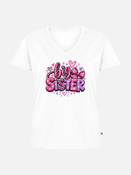 Big Sister - Große Schwester - Geschwister - Frauen Premium Bio T-Shirt mit V-Ausschnitt - Weiß