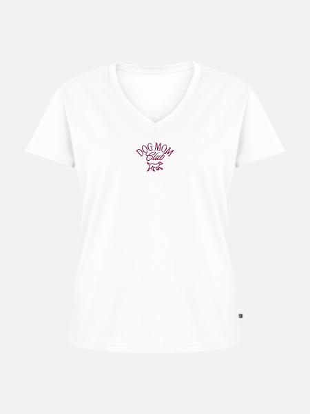 Dog Mom Club bestickt - Frauen Premium Bio T-Shirt mit V-Ausschnitt - Weiß