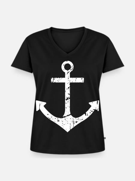 Anker - Frauen Premium Bio T-Shirt mit V-Ausschnitt - Schwarz